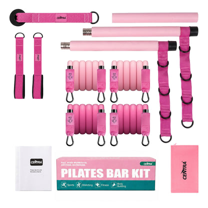 Centra Resistance Bands Pilates Kit Equipment 70LB Adjustable for Home Pink