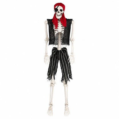 Yezi Halloween Skeleton Life Size Pirate Decor 166cm PE Plastic White