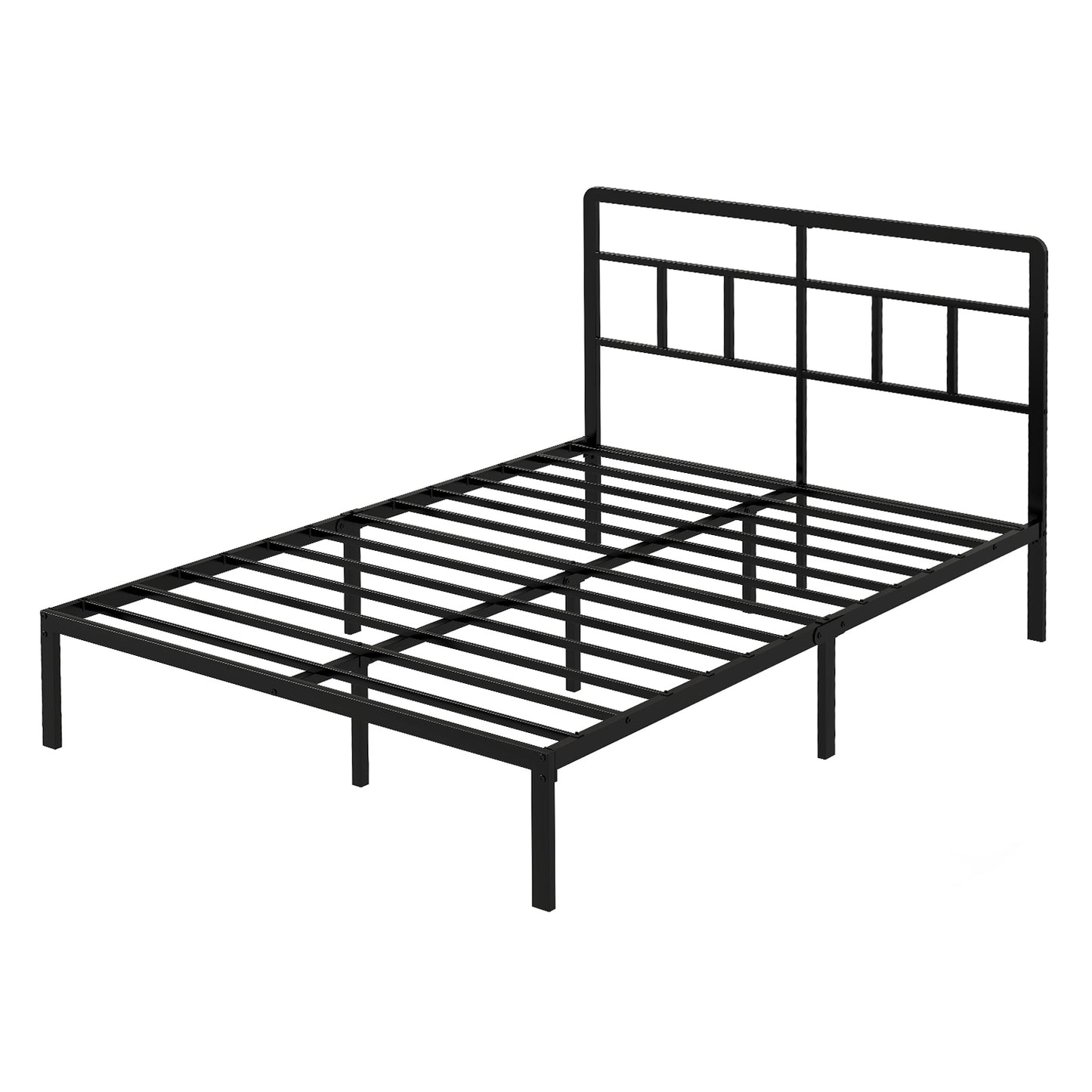 Levede Small Double Bed Frame Metal Platform with Headboard Heavy Duty 4FT Black