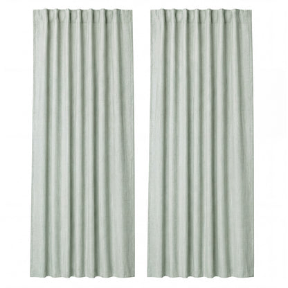 Marlow 100% Blackout Curtains Thermal Linen Look Pair Ready Made 46x54 in Green