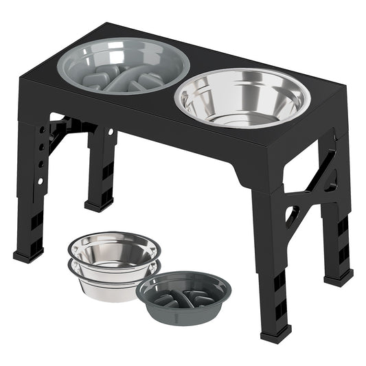 Skylos Raised Dog Feeding Bowl Elevated Pet Food Water Feeder Adjustable Folding
