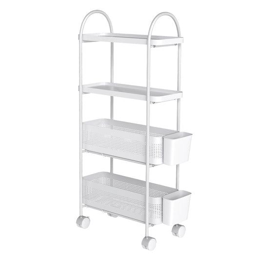 Levede 4 Tier Kitchen Trolley Cart Narrow on Wheels Pull out Bakset Storage Bins