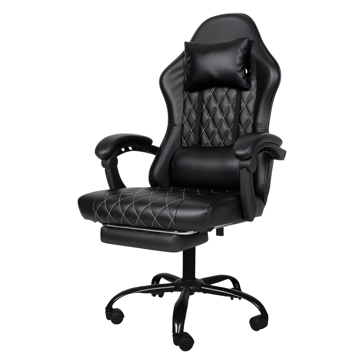 Levede Office Desk Chair PU Gaming Recliner Adjustable Height Swivel Black