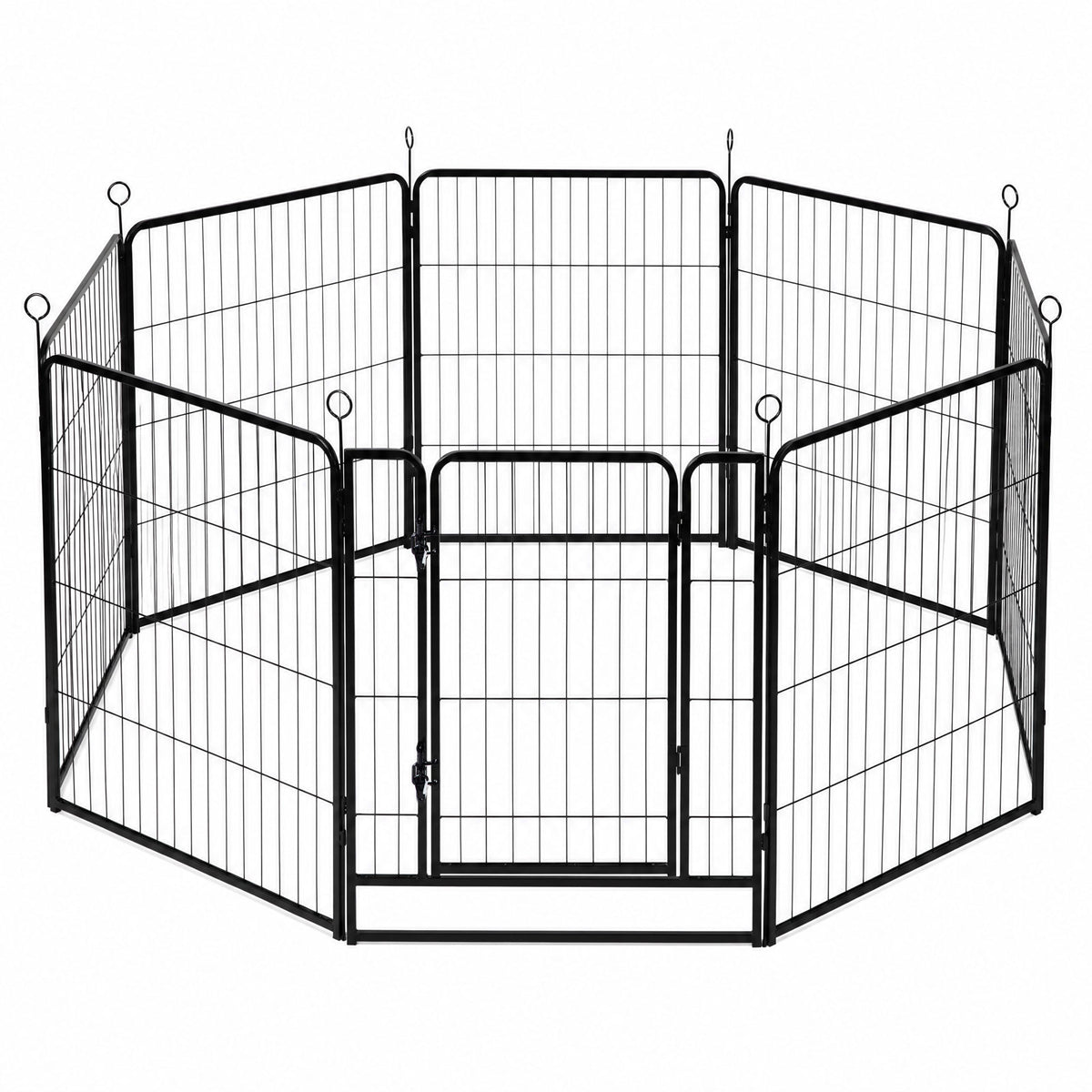 Skylos Dog Pen 8 Panel Steel Playpen Foldable Indoor Outdoor Pet Enclosure Black