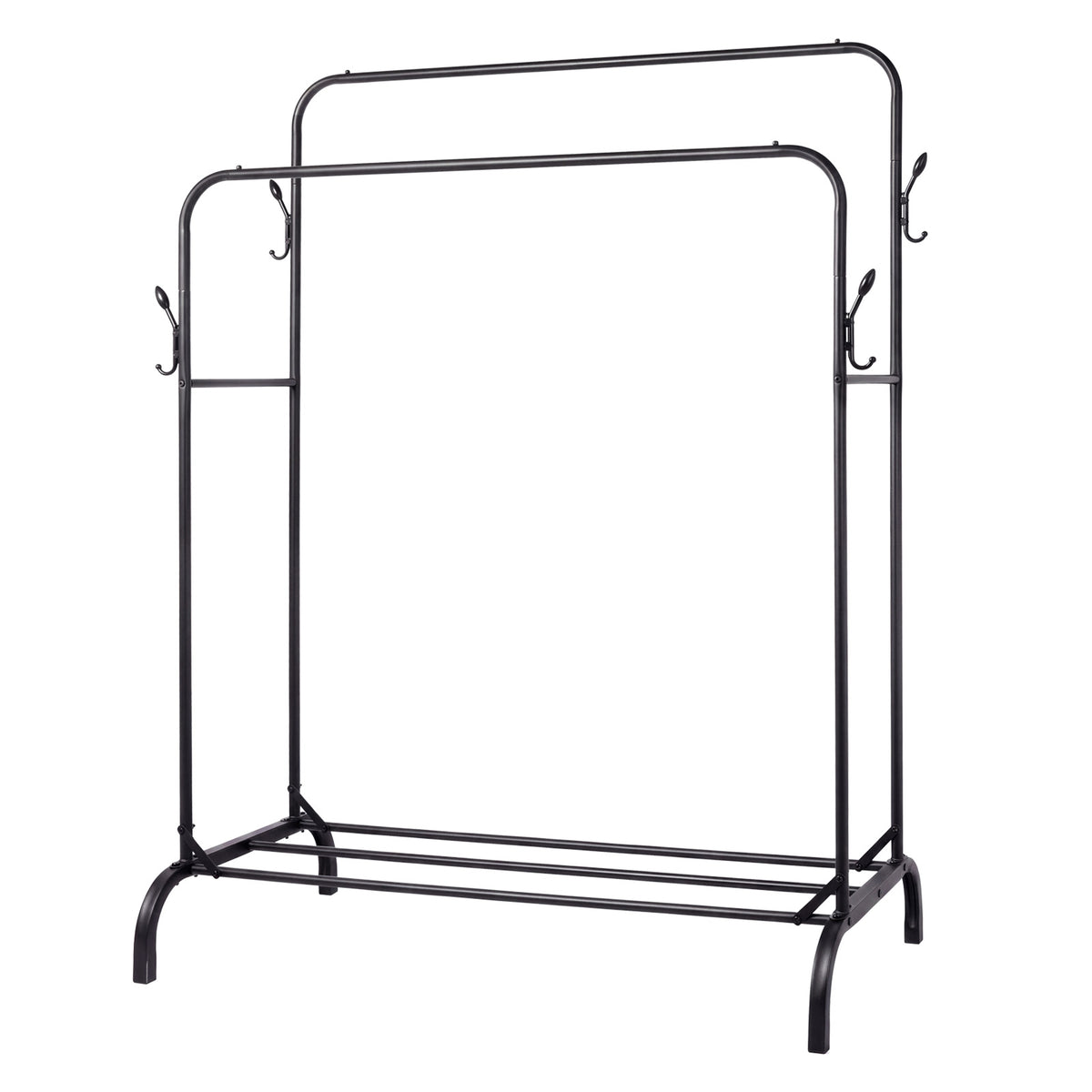 Levede Clothes Rail Heavy Duty 2 Rods Carbon Steel Rack with Shelf Bedroom Black