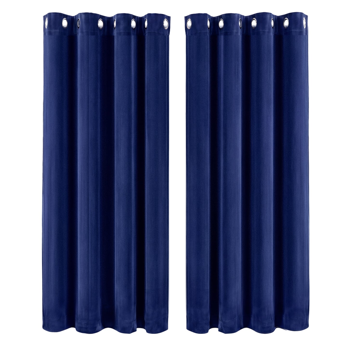 Marlow Thick Thermal Blackout Curtains Velvet 46x54 Inch Eyelet Ring Top Blue