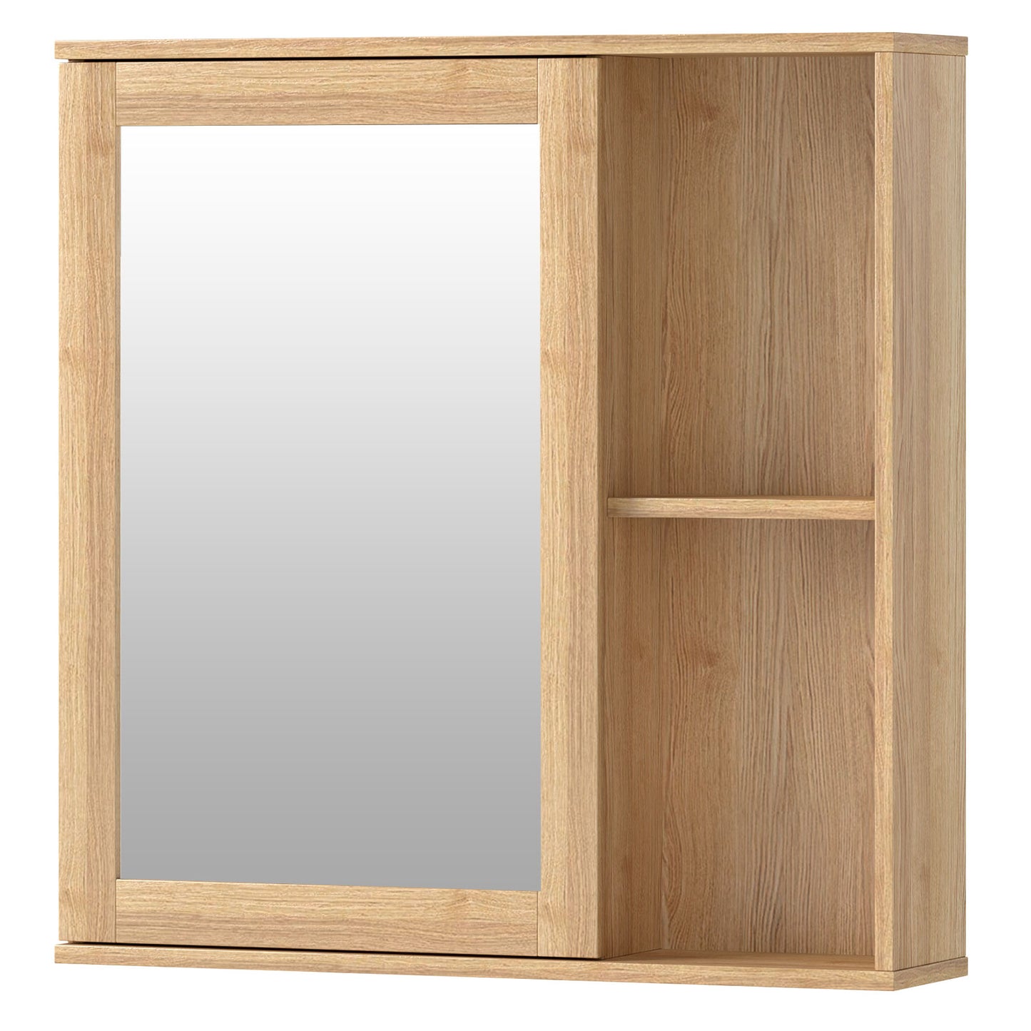 Levede Bathroom Mirror Cabinet Wall Mounted Cupboard with Storage Shelf Oak 56cm