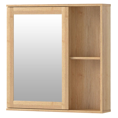 Levede Bathroom Mirror Cabinet Wall Mounted Cupboard with Storage Shelf Oak 56cm