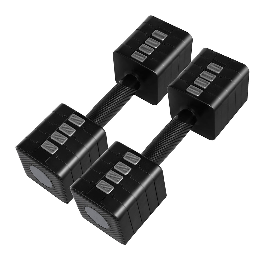 Centra Pair Adjustable Dumbbells 2.8kg-10kg Gym Training Metal Weight Block Set