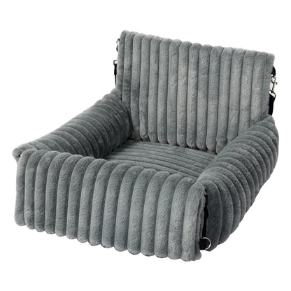 Skylos Dog Car Seat Booster Bed Carrier Memory Foam Travel Pet Seat Dark Grey