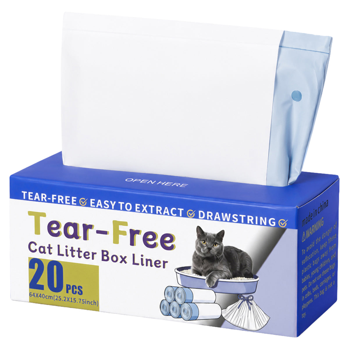 Skylos Cat Litter Bags Auto Scoop Bin Liners Heavy Duty Drawstring 30/40/120 Pack