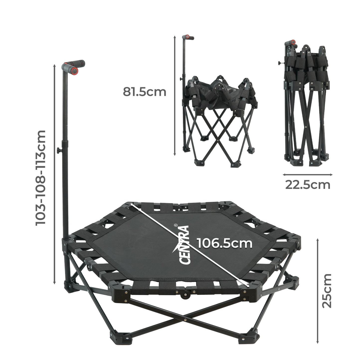 Centra Trampoline Rebounder Mini Fitness Folding Exercise Home Gym Bouncer
