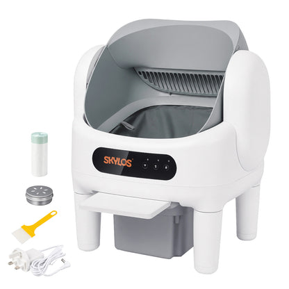 Skylos Cat Litter Tray Self Cleaning App Control Quiet for Multi Cats White