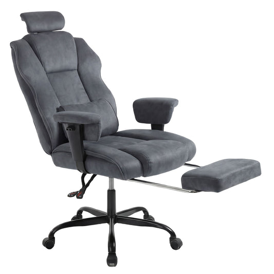 Levede Ergonomic Office Chair Suede Recline Pressure Relief Spring Seat Footrest