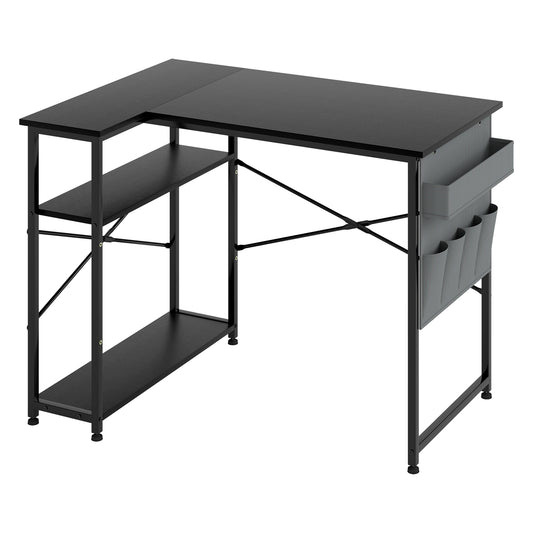 Levede Office Computer Desk Corner Table L-shaped with Storage Shelves 100cm