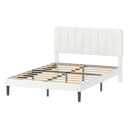 Levede Double Bed Frame Upholstered Platform Bedframe Adjustable Headboard