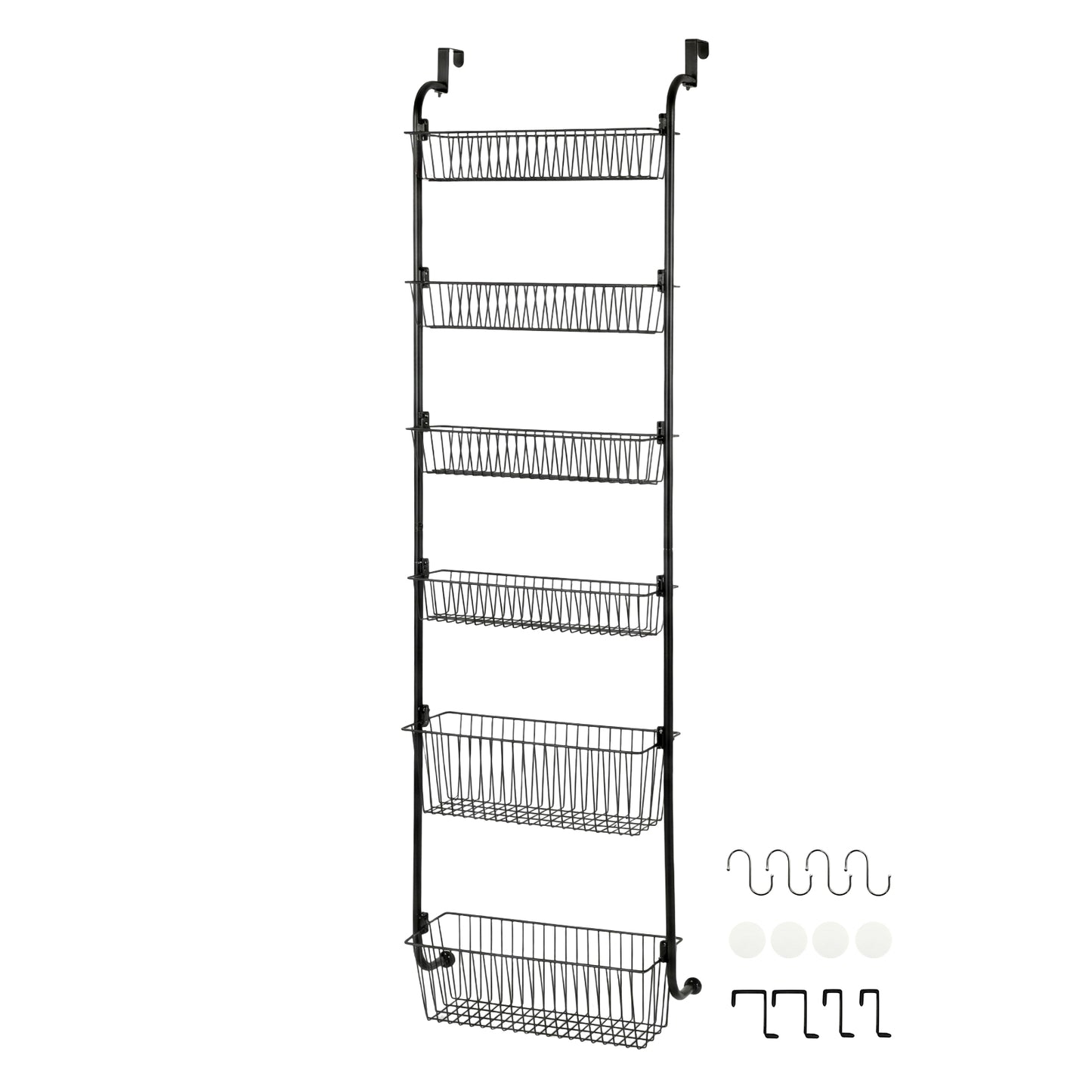 TOQUE Over Door Pantry Organiser 6 Tier Kitchen Hanging Storage Rack Black Metal