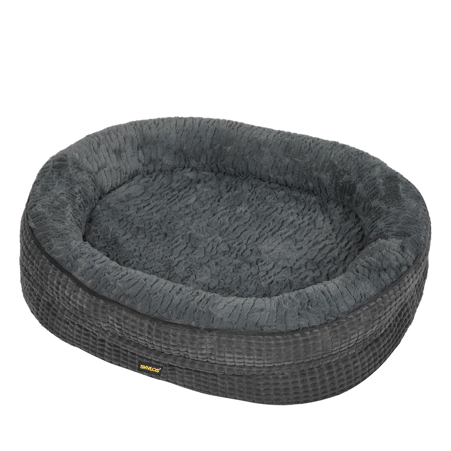Skylos Orthopedic Dog Bed Plush Soft Washable Pet Bed Grey Cosy Cushion Large