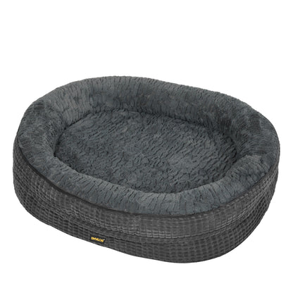 Skylos Orthopedic Dog Bed Plush Soft Washable Pet Bed Grey Cosy Cushion Large