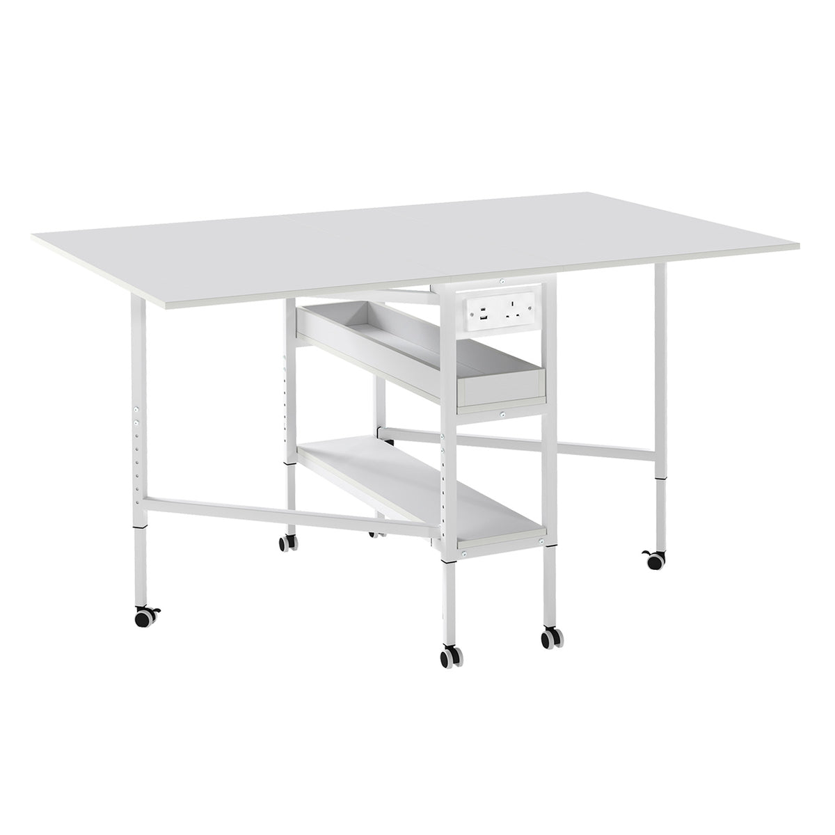 Levede Sewing Table Foldable Craft Desk Height Adjustable with Storage Black