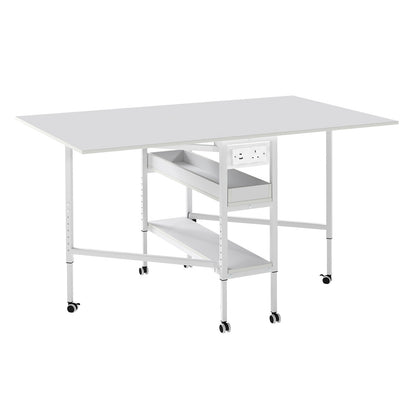 Levede Sewing Table Foldable Craft Desk Height Adjustable with Storage Black