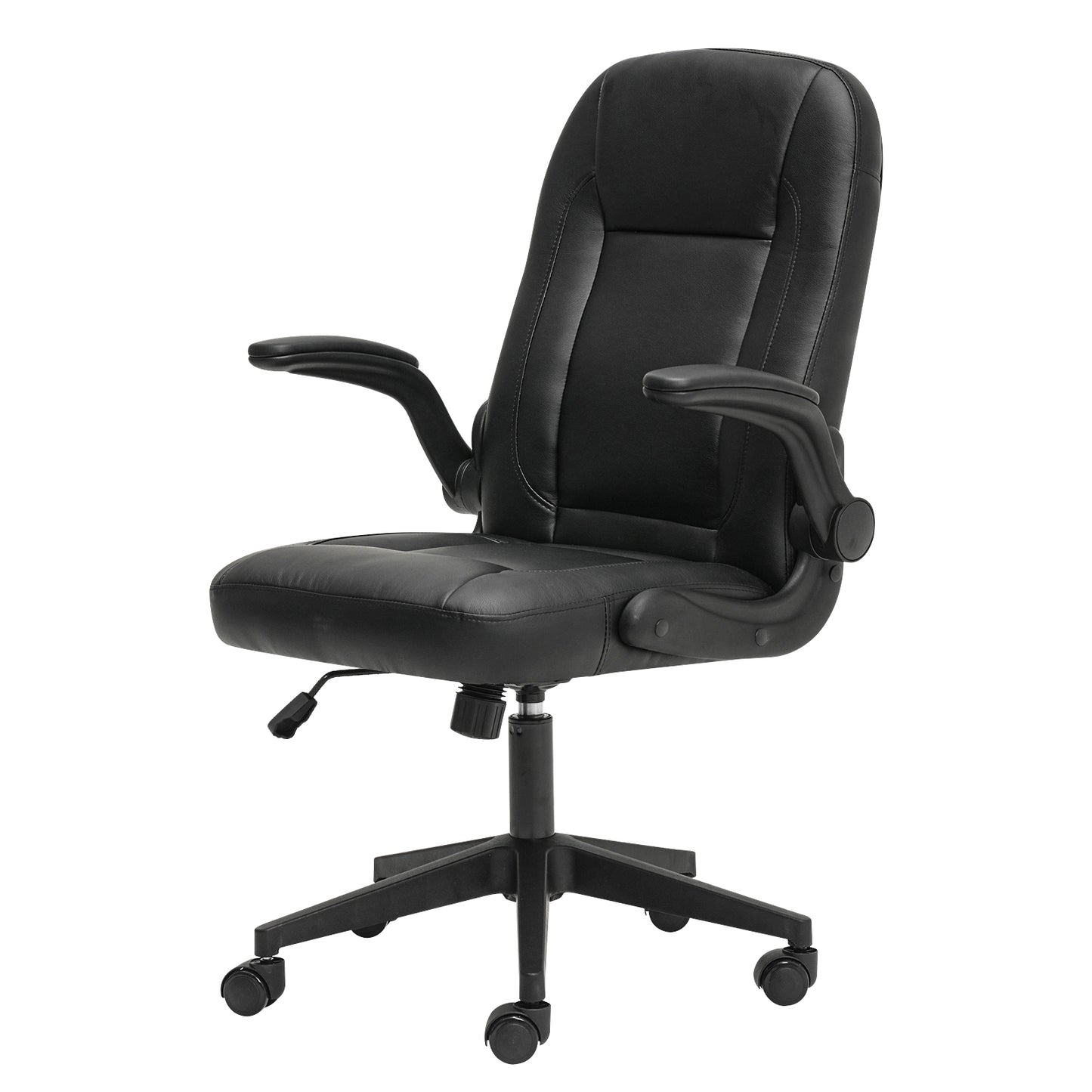 Ergonomic Office Computer Chair PU Leather Swivel Recliner with Flip-Up Armrests