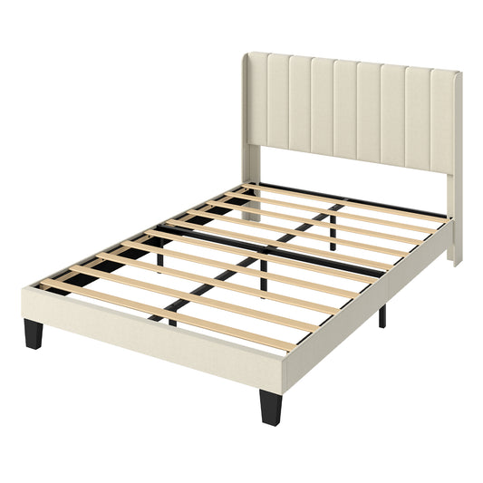 Levede Metal Wooden Bed Frame Double Panel Plush Upholstered Mattress Platform