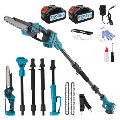 Traderight Mini Chainsaw Pole Saw Brushless 700W 2.49m Adjustable Head Blue