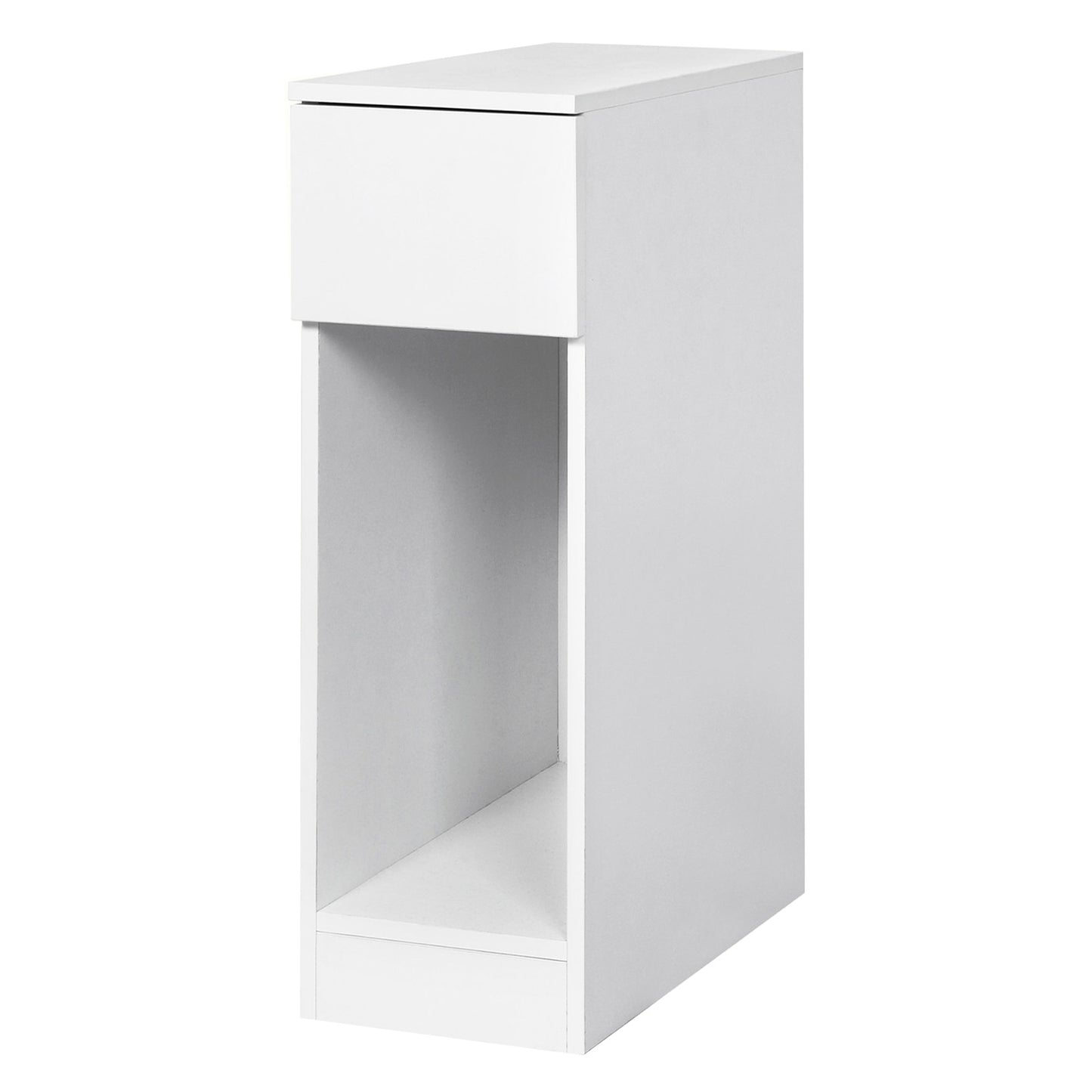 Levede Bedside Table Cabinet  Narrow Slim Side Cabinet White Drawer Open Shelf
