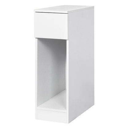 Levede Bedside Table Cabinet  Narrow Slim Side Cabinet White Drawer Open Shelf
