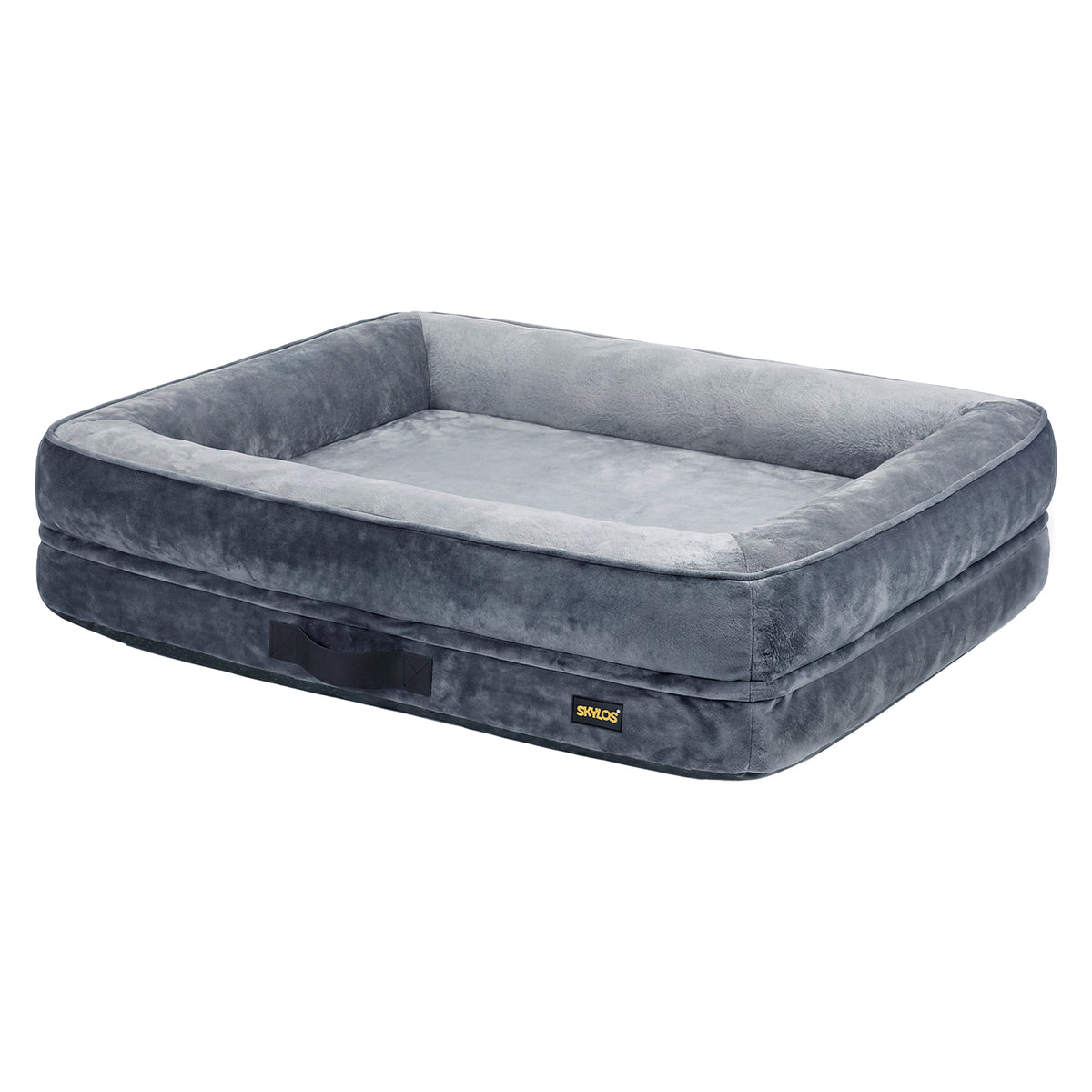 Skylos Orthopedic Dog Bed L 4in Egg Crate Foam 210T Waterproof Fabric Plush Grey