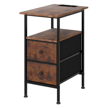 Levede Bedside Table Side Cabinet Storage Nightstand Charging Station 2 Drawers