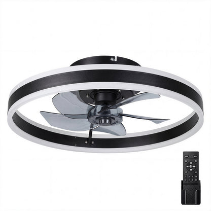 Emitto Ceiling Fan Light Modern LED Flush Mount Lamp 6 Speed Lamp Black White