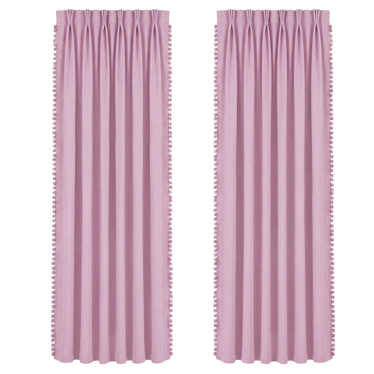 Marlow Pink Pom Pom Curtains for Nursery Baby Girls Room 46"x72" in Pink