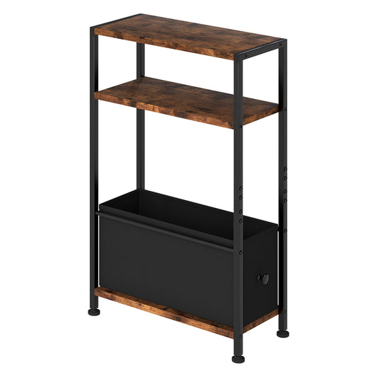 Levede Side End Table Industrial 3 Tier Wooden Oxford Storage Basket Living Room