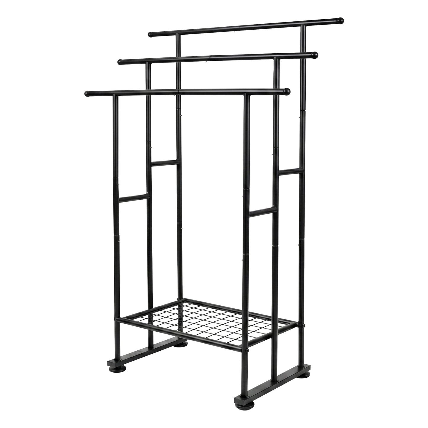 Levede Towel Rail Metal Rack With Basket 3-Tier Storage Anti-Slip Foot Black