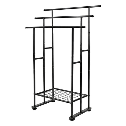 Levede Towel Rail Metal Rack With Basket 3-Tier Storage Anti-Slip Foot Black
