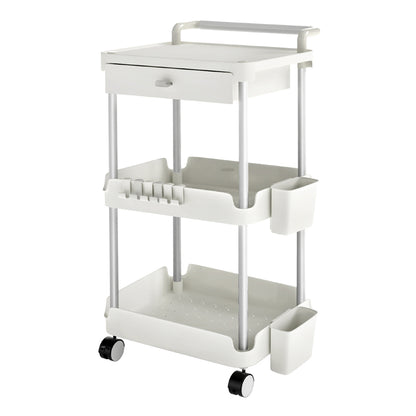 Levede Metal Storage Trolley on Wheels 3/4 Tier with Drawer Pink Rolling Cart