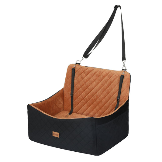 Skylos Dog Booster Car Seat Travel Carrier Bed Basket for Pet up to 55lbs Brown