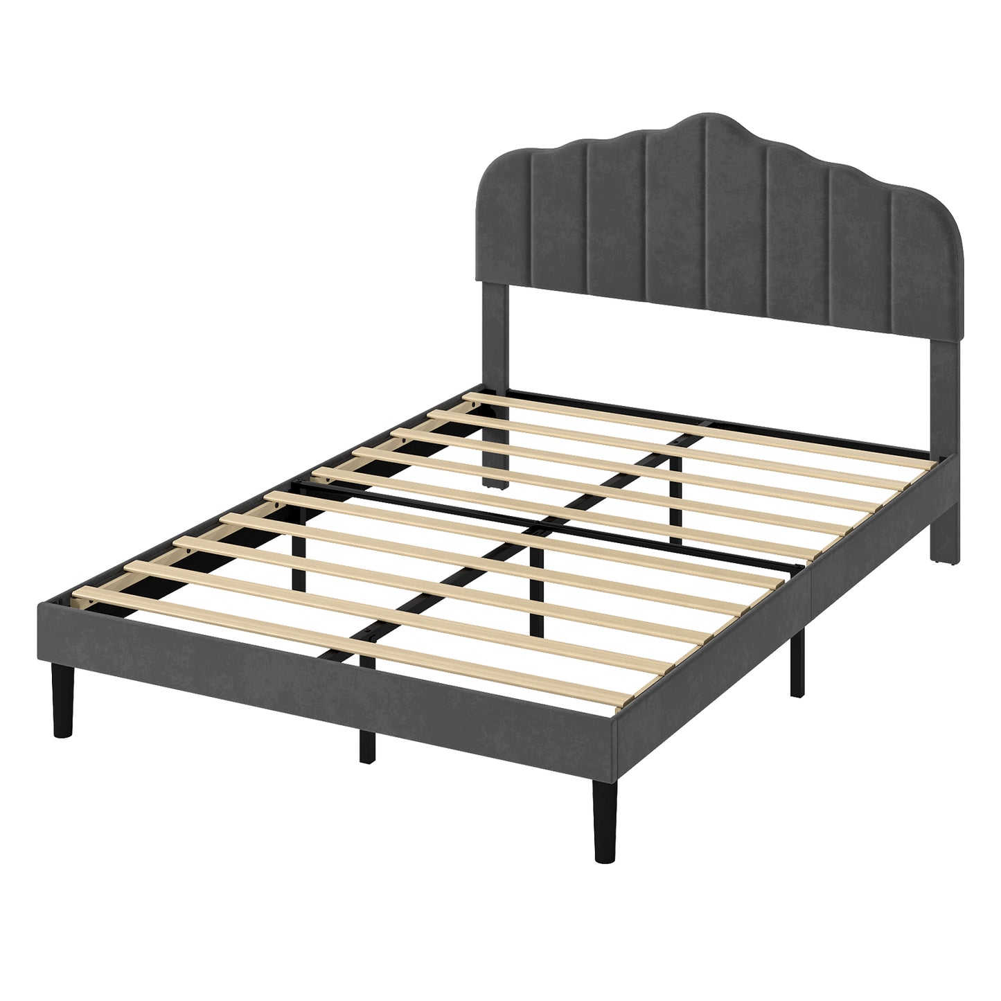Levede Upholstered Bed Frame Linen Fabric Soft Foam Headboard Small Double King