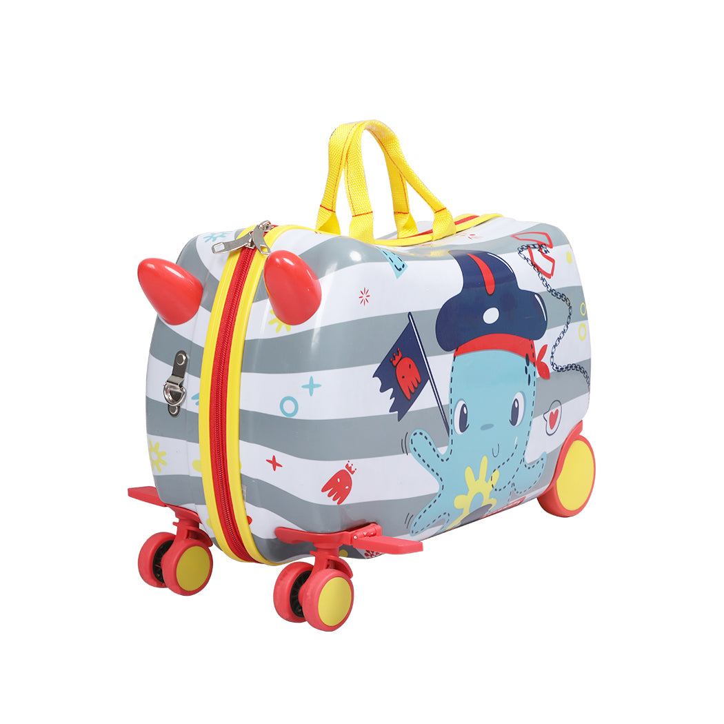 Dekko 17'' Ride On Suitcase Kids Travel Luggage on Wheel Heavy Duty Lightweight