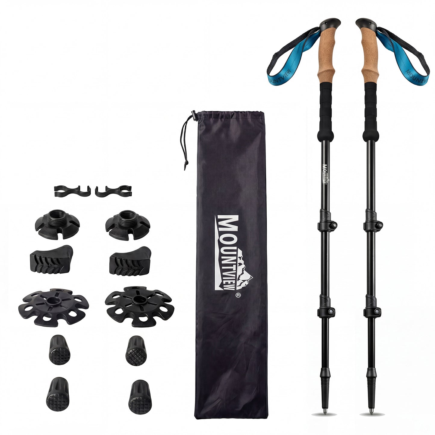 Mountview Trekking Poles Lightweight Walking Poles Hiking Sticks with Cork Grips