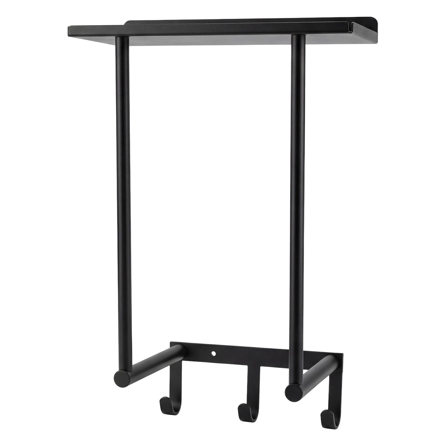 Levede Towel Rack Wall Mounted Shelf Bathroom Storage Holder with Hooks Black