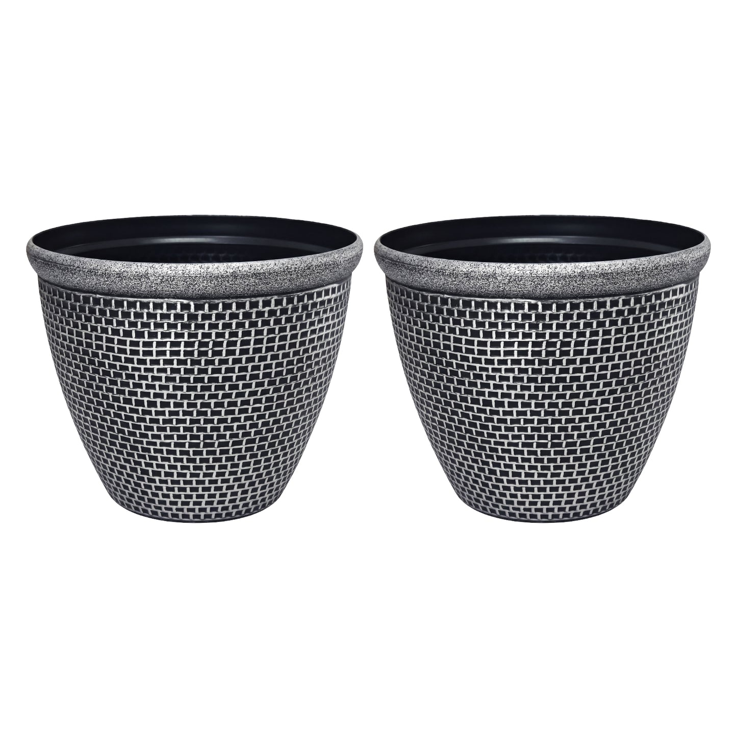 TOQUE 2PCS Plastic Garden Plant Pots 30cm Round Outdoor Planters Drainage Holes
