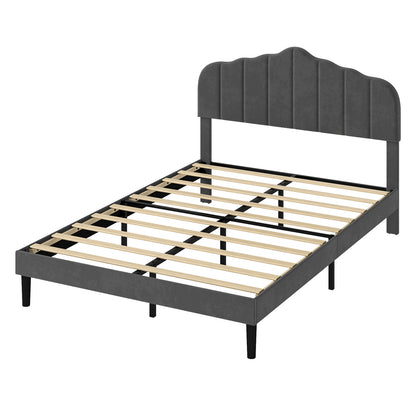 Levede Upholstered Bed Frame Linen Fabric Soft Foam Headboard Small Double King