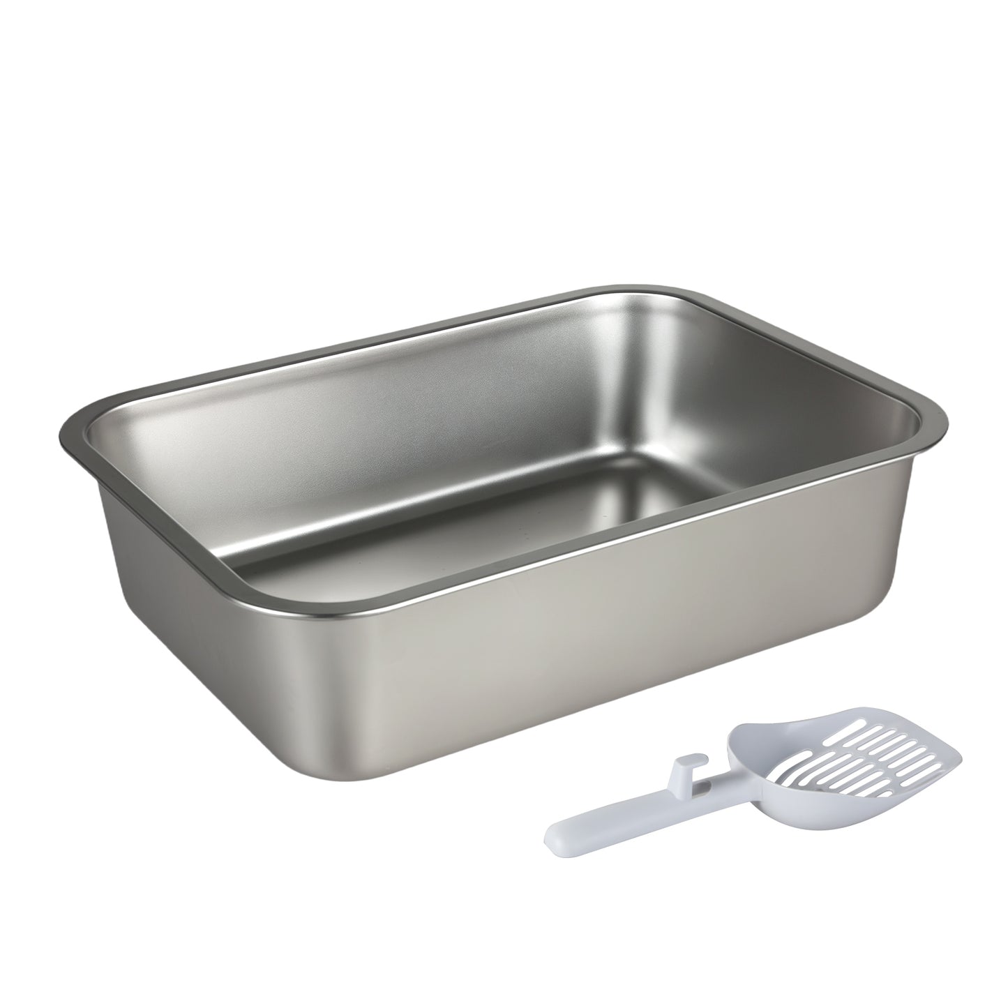 Skylos Cat Litter Box Stainless Steel Toilet Tray for Kittens Cats Large Open