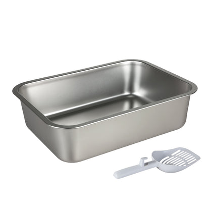 Skylos Cat Litter Box Stainless Steel Toilet Tray for Kittens Cats Large Open