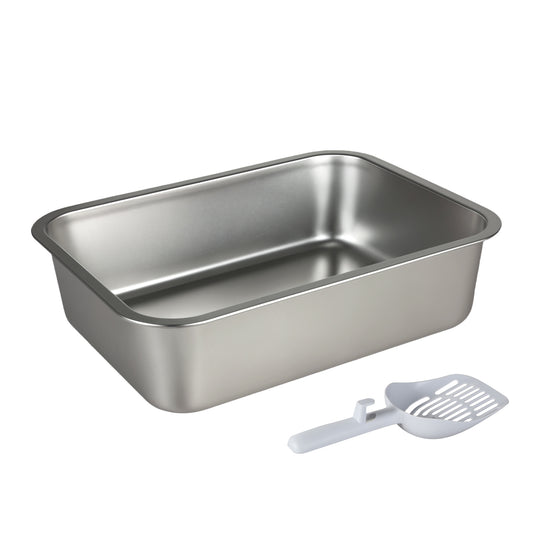 Skylos Cat Litter Box Stainless Steel Toilet Tray for Kittens Cats Large Open