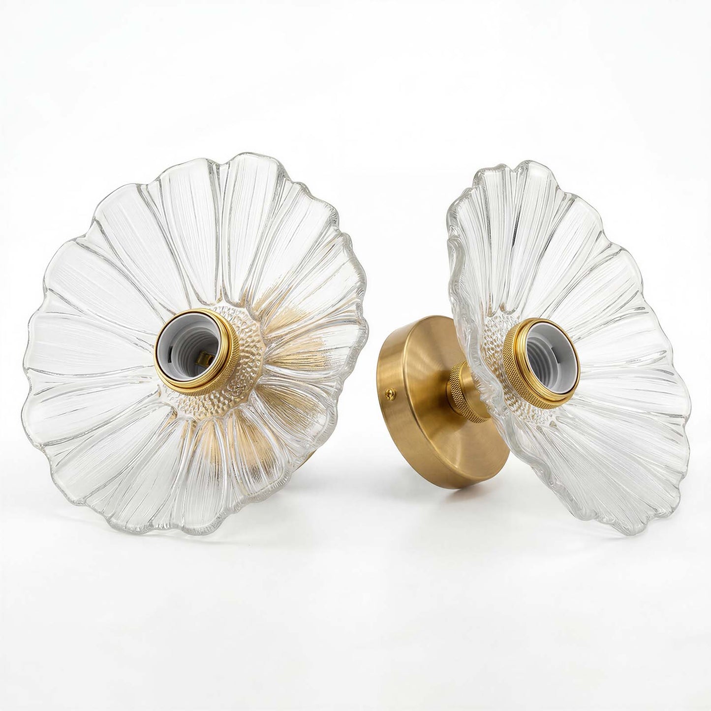 Emitto Ceiling Light Flower Clear Glass Fixture Chandelier Flush Mount 2 PCS