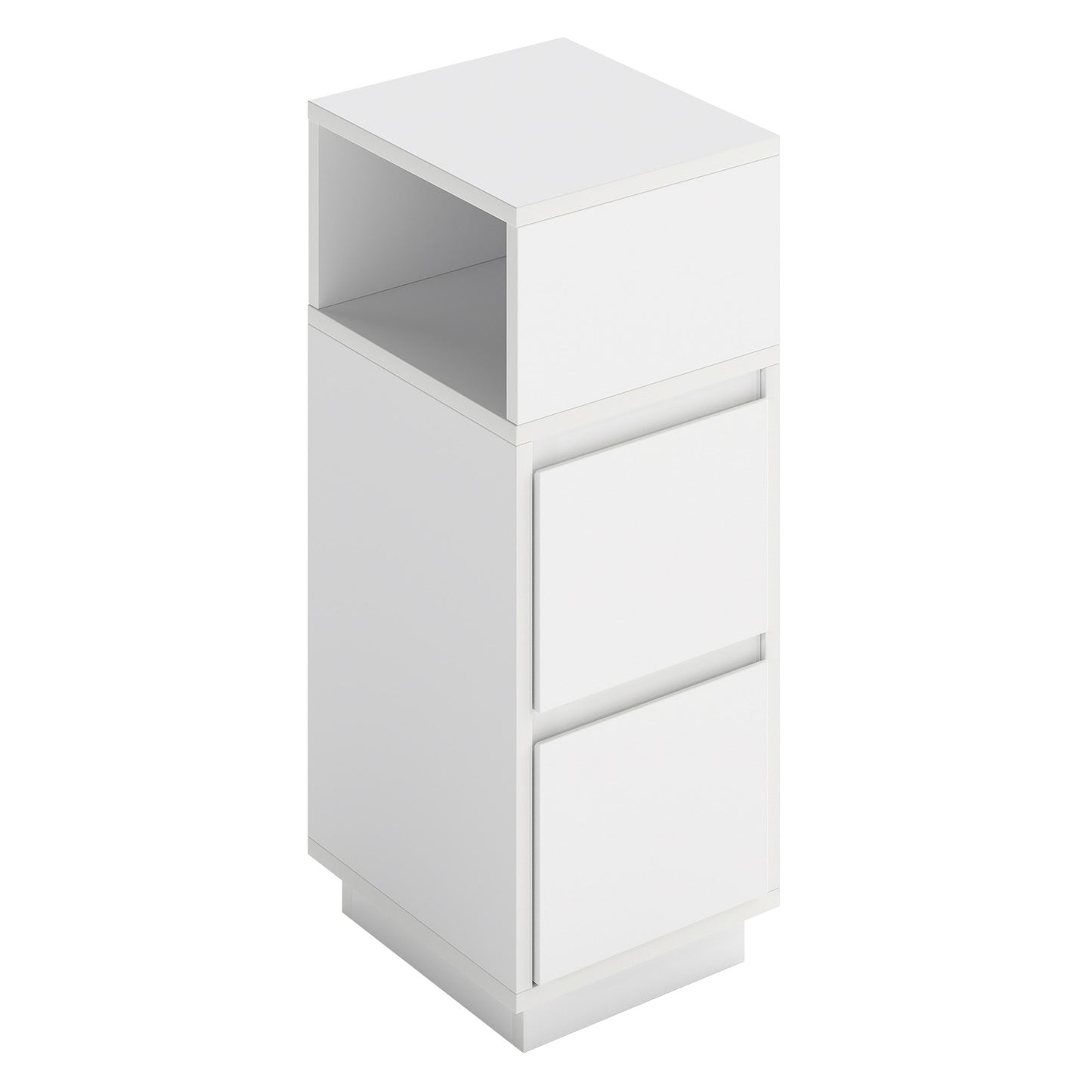 Levede Slim Bedside Table Storage Nightstand with 2 Drawers & Open Shelf White